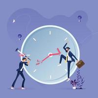 Business group trying to stop the time-Deadline and time management concept vector