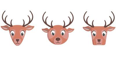 Set of cartoon deer. vector
