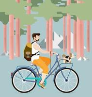 Man riding a bicycle with dog vector