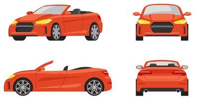 Cabriolet in different angles. vector