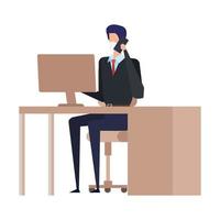 businessman using face mask in the workplace vector
