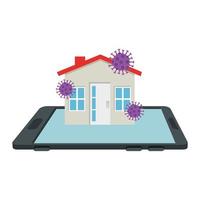 smartphone con aplicación Stay at Home vector