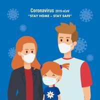 stay at home campaign with parents and daughter vector