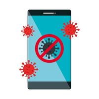 campaign of stop covid 19 in smartphone vector