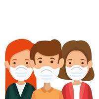 group people using face mask isolated icons vector