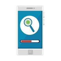 searching covid 19 online in smartphone vector