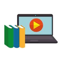 online education in laptop with books vector