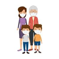 cute family members using face mask vector