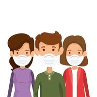 group people using face mask isolated icons vector