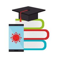 graduación de educación en línea para teléfono inteligente vector