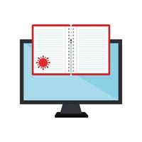 computer for education online with icons vector