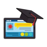 online education graduation with tablet device vector