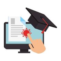 graduación de educación en línea para computadora vector