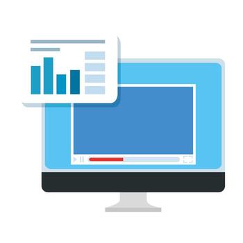 laptop computer with web page and infographic vector