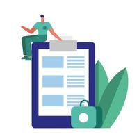 professional doctor surgeon seated on checklist vector