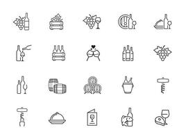 minimal wine line icon set vector