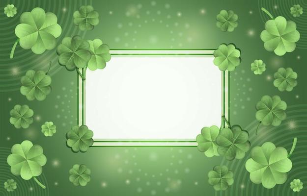 Elegant Gradient Green Clover Concept with Frame