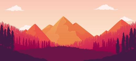 Beautiful Landscape Pine Forest With Mesmerizing Mountain Views vector