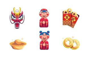 Set of Chinese New Year icons vector