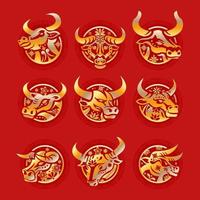 Set of Golden Ox Labels vector