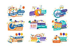 Happy New Year Countdown Labels vector