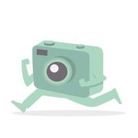 camera running cartoon flat vector