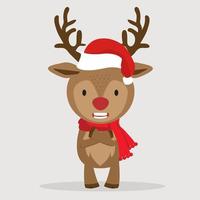 cartoon reindeer with Santa hat vector