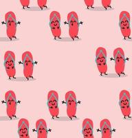 funny flip flops characters seamless pattern vector