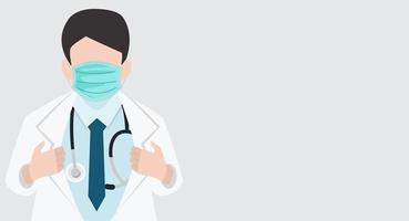 Doctor with medical mask background banner vector