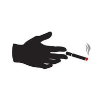 mano, con, cigarrillo, silueta vector