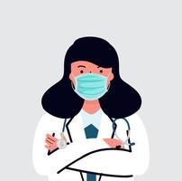 female Doctor with stethoscope Medical flat style vector