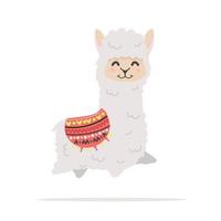 happy fluffy cute alpaca vector