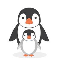 pingüino de dibujos animados feliz con vector de pollito