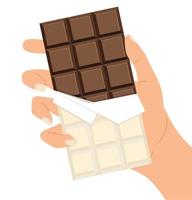 hand holding a chocolate bar vector