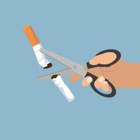 hand cutting a cigarette with scissors vector