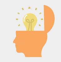 lightbulb in the human head vector illustration