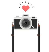 Vintage camera with heart vector