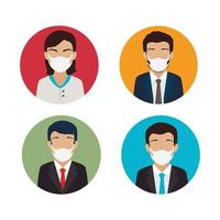 group of business people using face mask vector