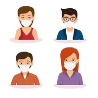 group of business people using face mask vector