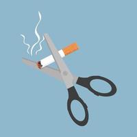 Scissors cutting a cigarette flat style vector