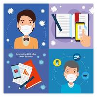 set scenes of education online for 2019 ncov vector