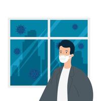 doctor male with face mask isolated icon vector