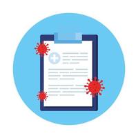 clipboard with particles covid 19 isolated icon vector