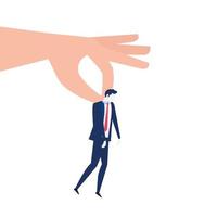 hand throws businessman, you are fired on white background vector