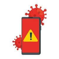 technology and coronavirus, mobile phone, smartphone and covid 19 vector