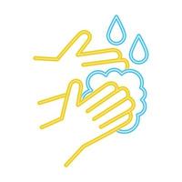 washing hands with soap, line style vector