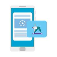 smartphone device with application yoga online, healthy lifestyle vector