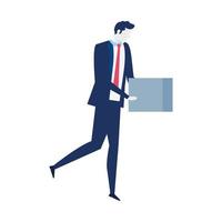 man unemployment concept, company worker holding stuff in box vector