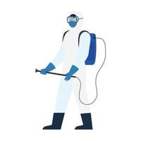 person with protective suit for spraying viruses of covid 19, disinfection virus concept