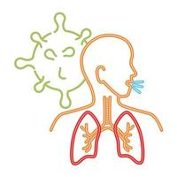 lungs disease coronavirus, infection of lungs particles in the human, line style vector